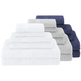 Money Saver White Gray Navy Blue Towel Sets Good Host Shop